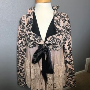Ruffle cross jacket. Custom One of a Kind piece